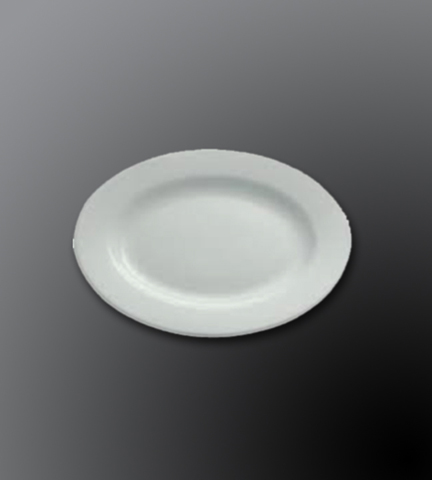 Rolled Edge Porcelain Dinnerware Alpine White Oval Plate 9.5"